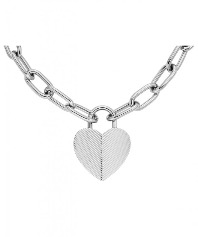 Fossil Harlow Linear Texture Heart necklace JF04657040
