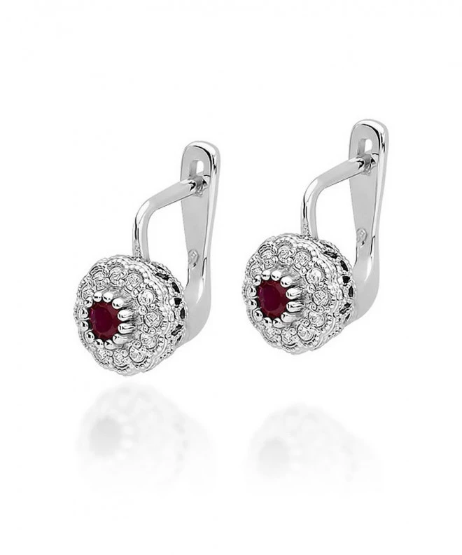 Bonore - White Gold 585 - Ruby 0,15 ct earrings 128827