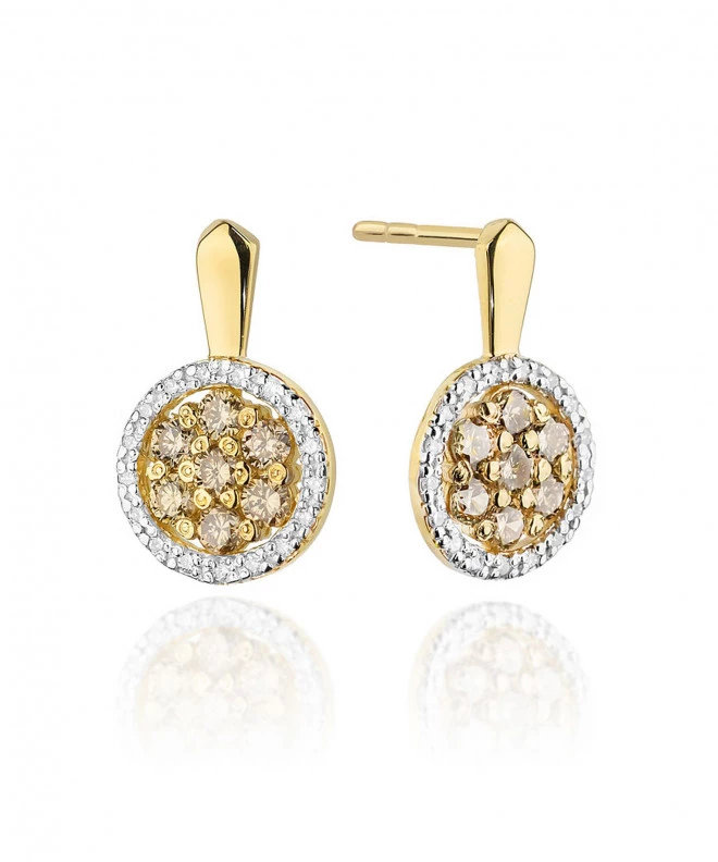 Bonore - Gold 585 - Brown Diamond earrings 128683