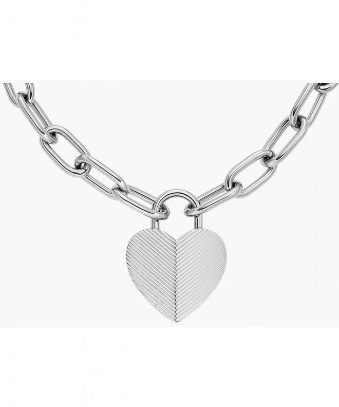 Fossil Harlow Linear Texture Heart necklace JF04657040