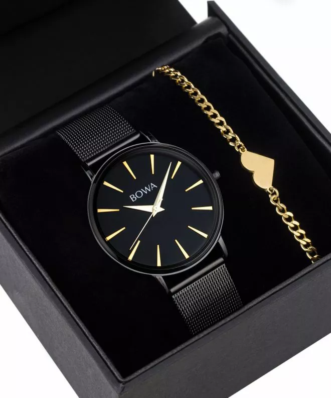 BOWA Praha Black-Gold Mesh 38 Gift Set ladies watch PH381-84-181M-419-02