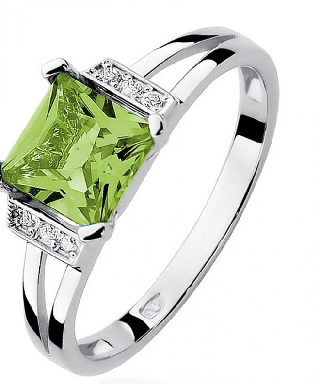 Bonore - White Gold 585 - Olivine 1,1 ct ring 120334