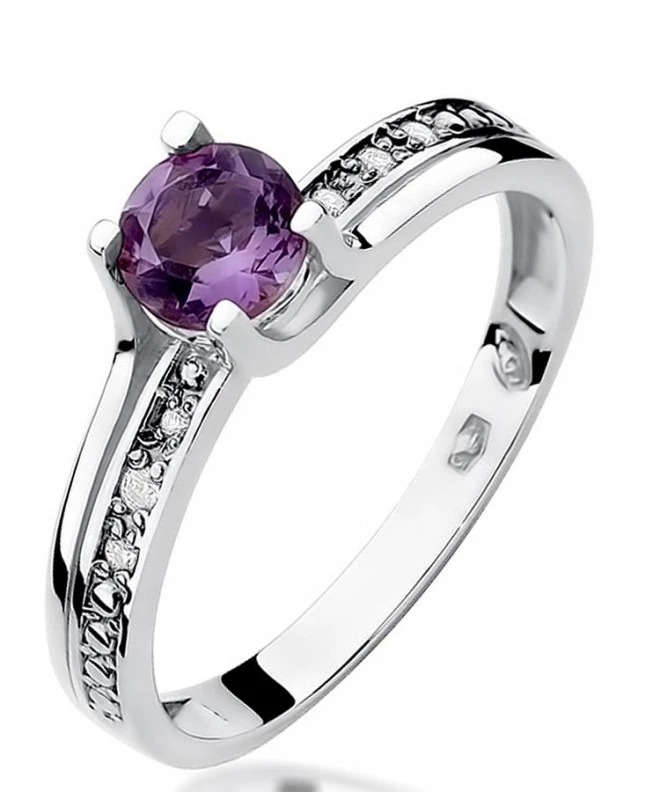 Bonore - White Gold 585 - Amethyst 0,5 ct ring 105810