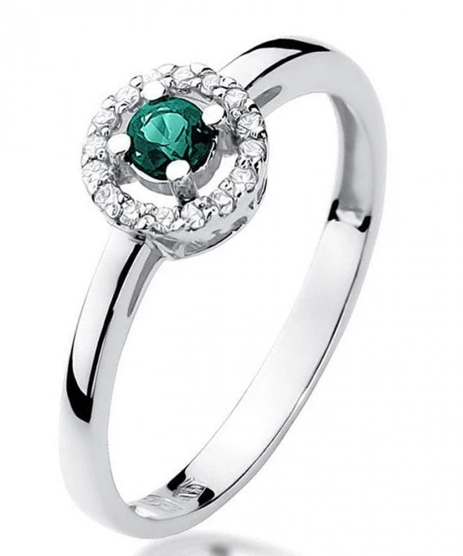 Bonore - White Gold 585 - Emerald 0,15 ct ring 124453