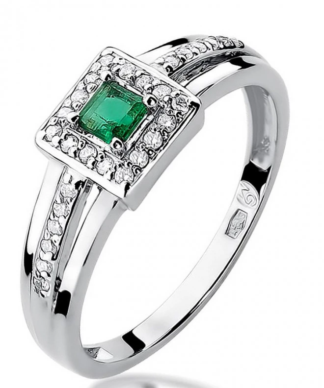 Bonore - White Gold 585 - Emerald 0,15 ct ring 124456