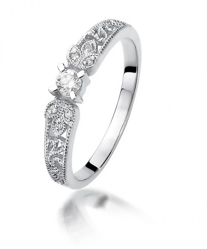 Bonore - White Gold 585 - Diamond 0,1 ct ring 112019