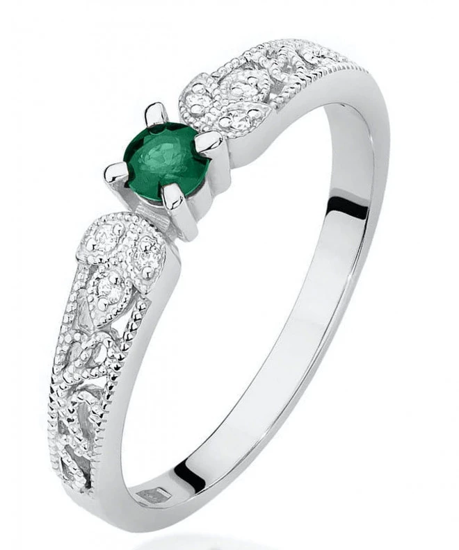 Bonore - White Gold 585 - Emerald 0,1 ct ring 125455