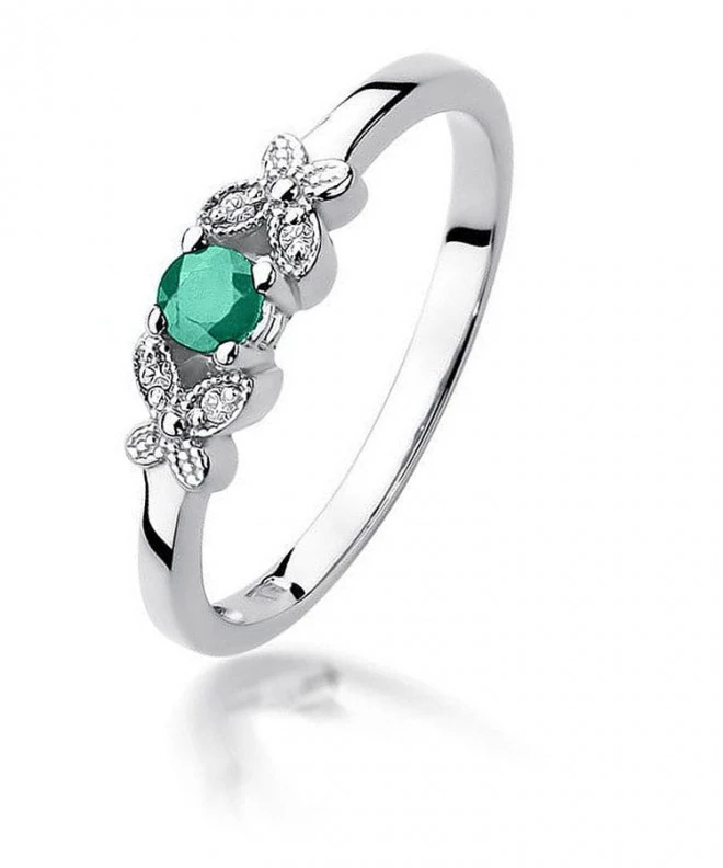 Bonore - White Gold 585 - Emerald 0,15 ct ring 125456