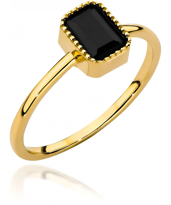 Bonore - Gold 585 - Synthetic Onyx ring 140070