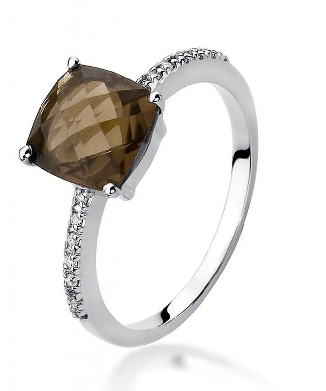 Bonore - White Gold 585 - Smoky Quartz 2 ct ring 120323