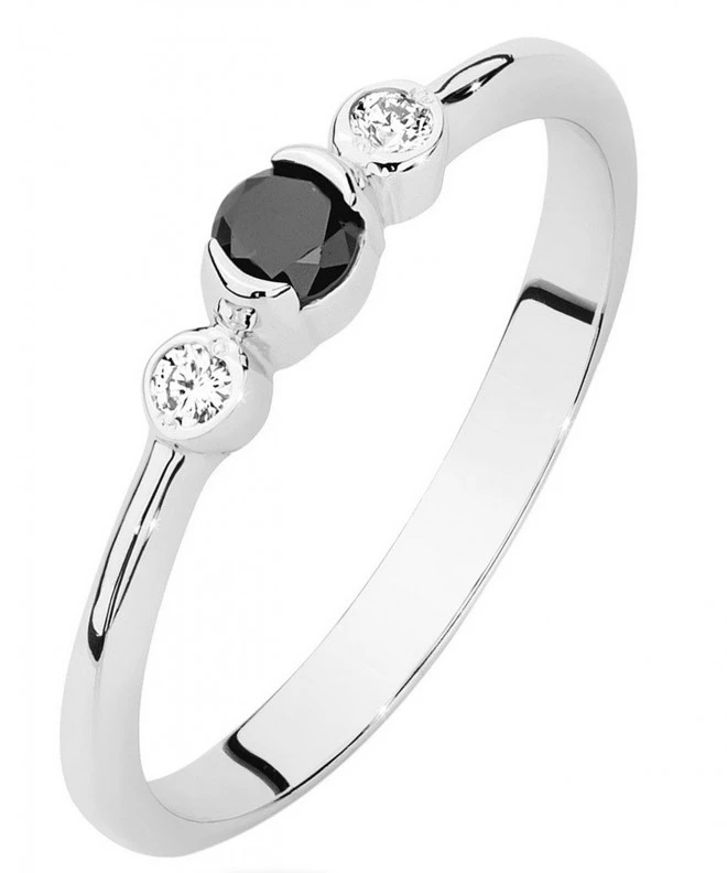 Bonore - White Gold 585 - Black Diamond 0,12 ct ring 119307