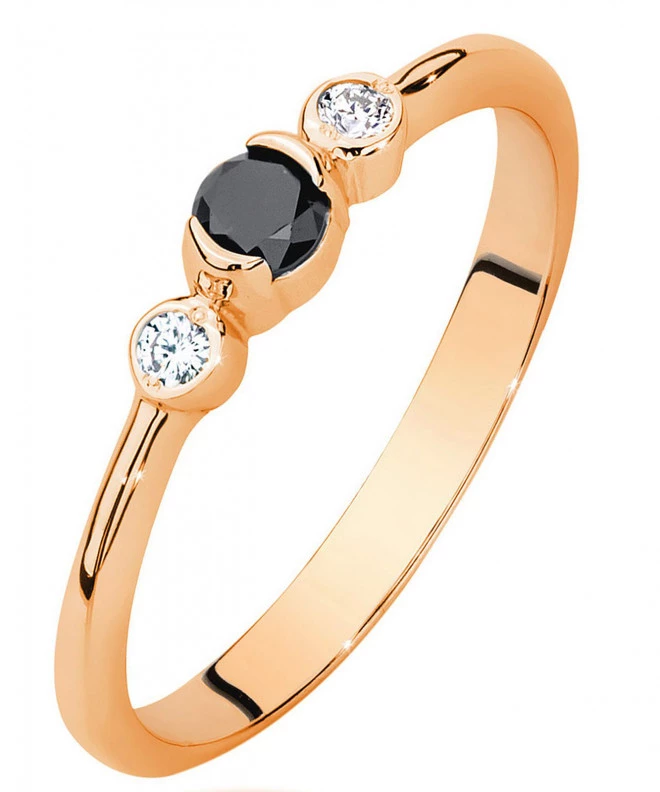Bonore - Rose Gold 585 - Black Diamond 0,12 ct ring 104773