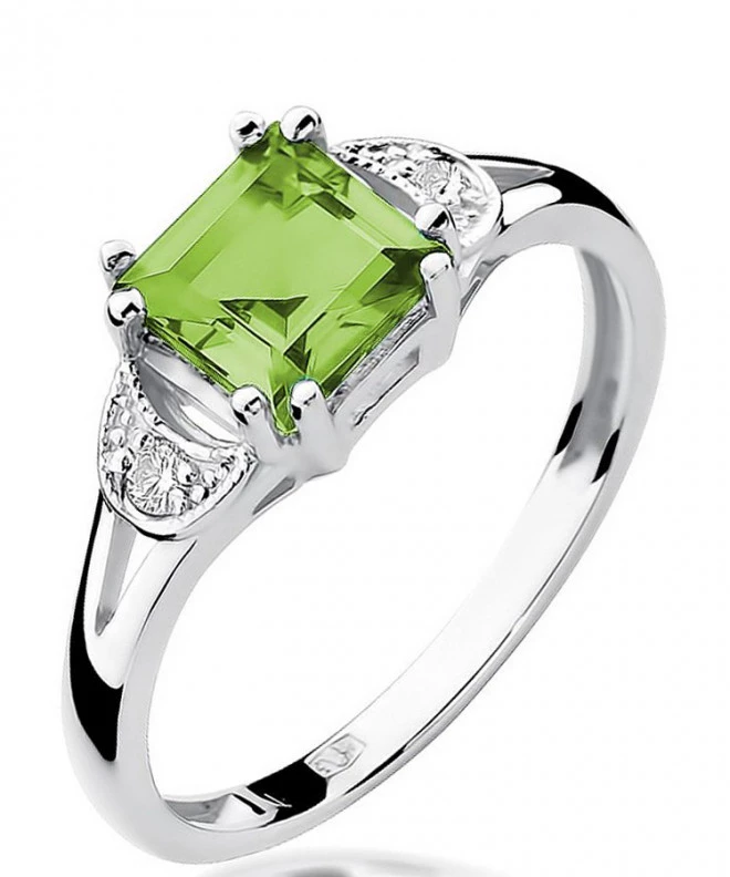 Bonore - White Gold 585 - Olivine 1,1 ct ring 120327
