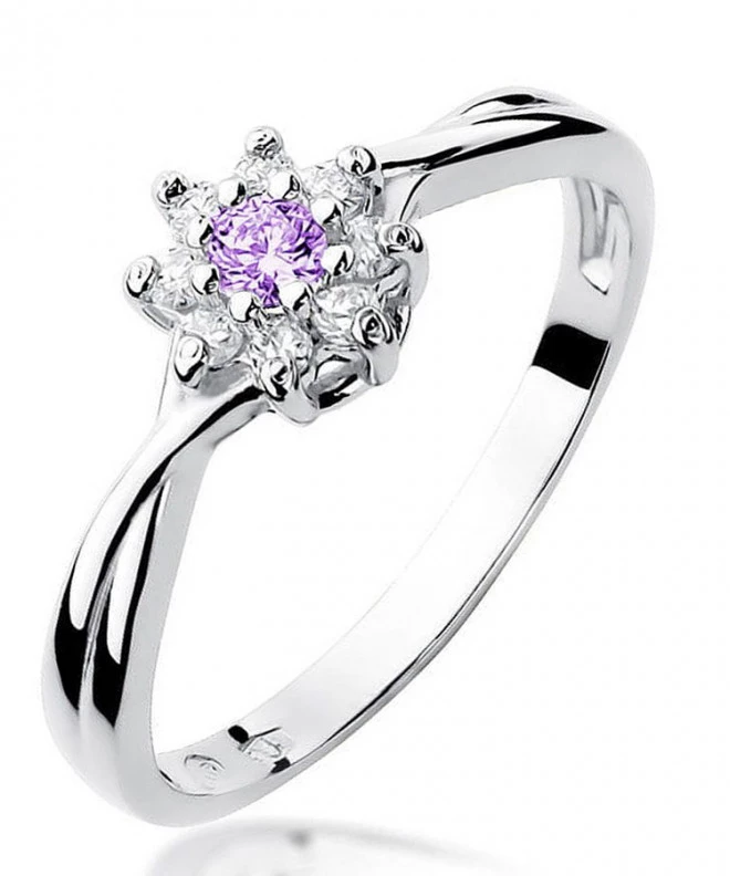 Bonore - White Gold 585 - Amethyst 0,1 ct ring 105802