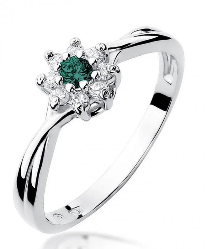 Bonore - White Gold 585 - Emerald 0,15 ct ring 124443