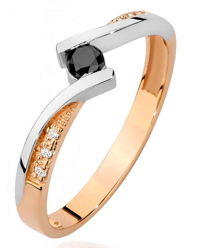 Bonore - Rose Gold 585 - Black Diamond 0,12Ct ct ring 104772