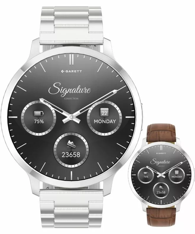 Garett Signature Edge Silver Solid SET gents smartwatch 5904238485163