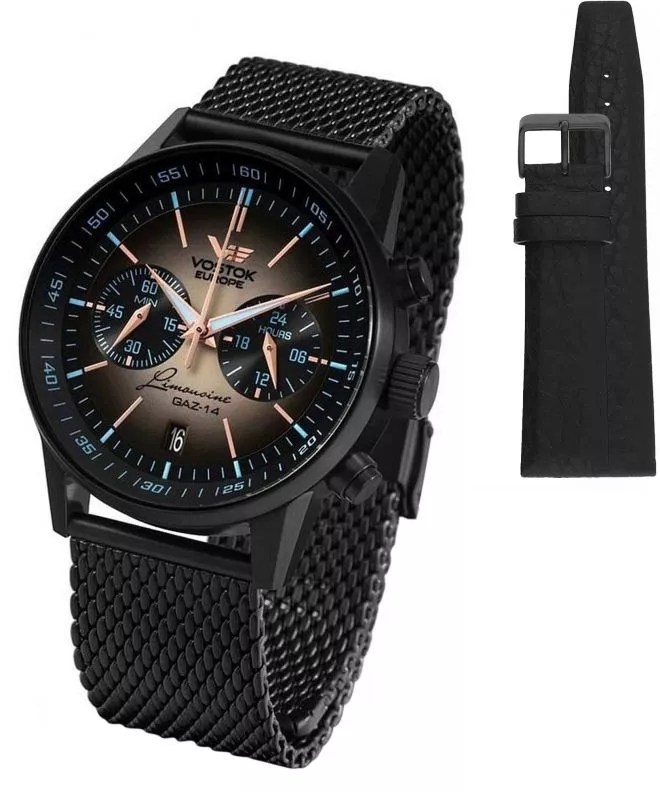 Vostok Europe Gaz-14 Limousine Chronograph + Vostok strap gents watch VK64-560C601-3695