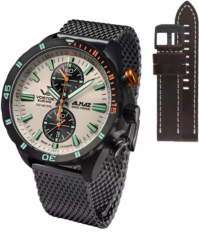 Vostok Europe Almaz Chrono Limited Edition + straps Vostok gents watch 6S11-320C677-3695