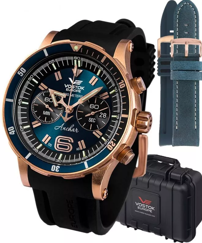 Vostok Europe Anchar Chronograph Limited Edition + 2 straps Vostok gents watch 6S21-510O586-35092