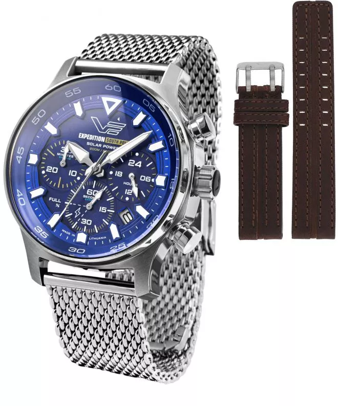 Vostok Europe Expedition South Pole Solar Power Chronograph Limited Edition SET + Vostok strap gents watch VR42-592A762-04432