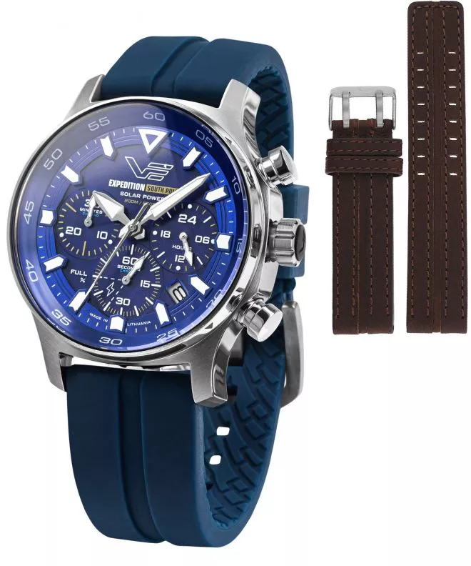 Vostok Europe Expedition South Pole Solar Power Chronograph Limited Edition SET + Vostok strap gents watch VR42-592A762-47132