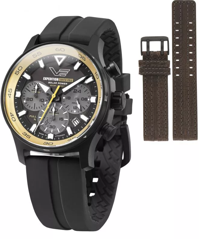Vostok Europe Expedition South Pole Solar Power Chronograph Limited Edition SET + Vostok strap gents watch VR42-592C763-07402