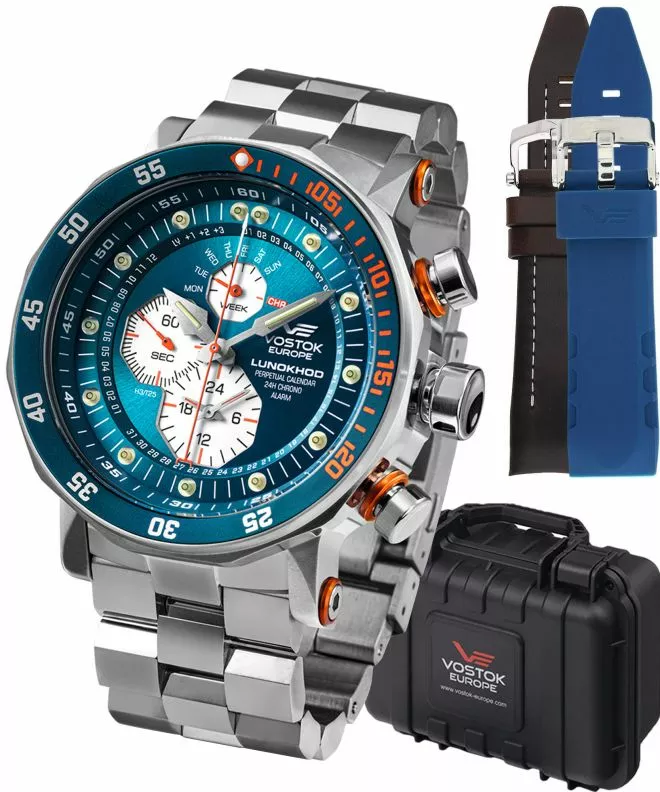 Vostok Europe Lunokhod-2 Chrono Limited Edition + 2 Vostok straps gents watch YM86-620A636-38376