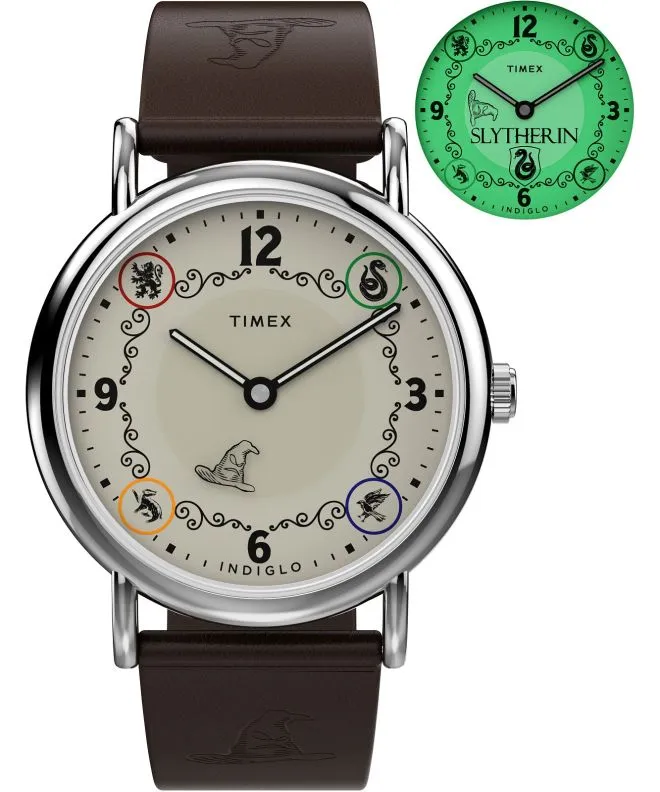 Timex Harry Potter X Weekender Slytherin House 38mm Leather Strap unisex watch TW2Y76400