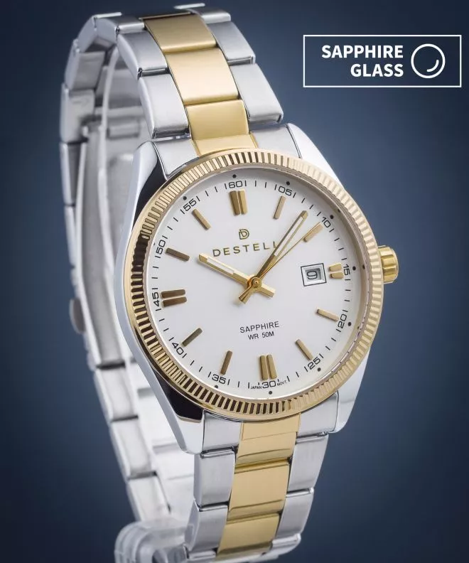 DESTELL Loup White Silver-Gold Steel Sapphire watch LU38554-24-2054S