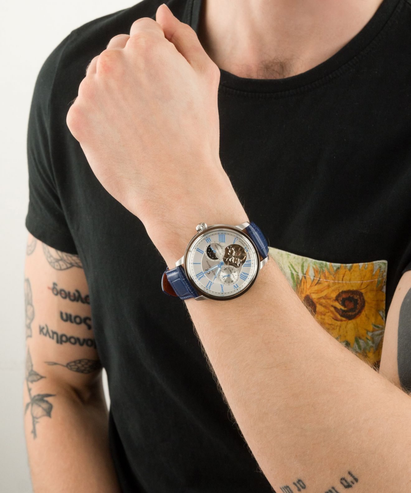 Carl Von Zeyten Orologio Automatico Uomo CVZ0081WHS – Quadrante Bianco E Lancette Blu – Cinturino Pelle – Vetro Zaffiro – 10 Bar (Nuoto)
