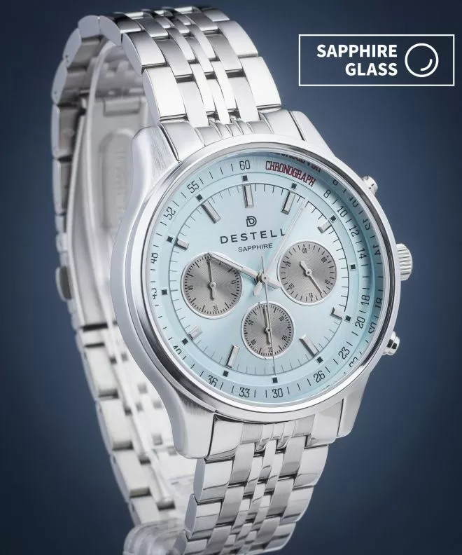 DESTELL Circinus Ice Blue Silver Steel Chronograph Sapphire watch CR415-06-205J