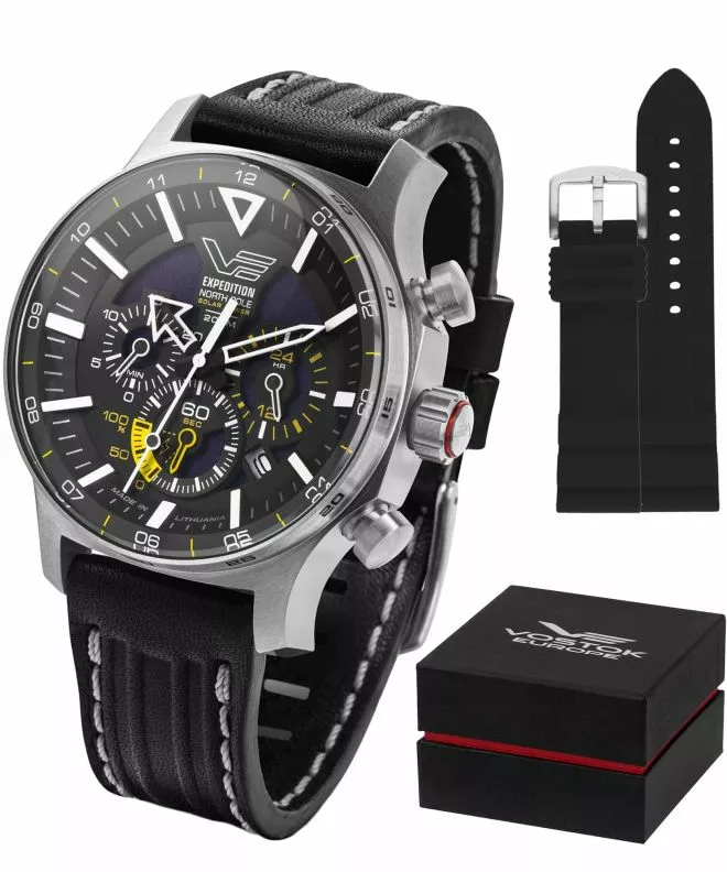 Vostok Europe Expedition North Pole Polar Puppy Solar Power Chronograph Limited Edition SET watch VR42-595A732