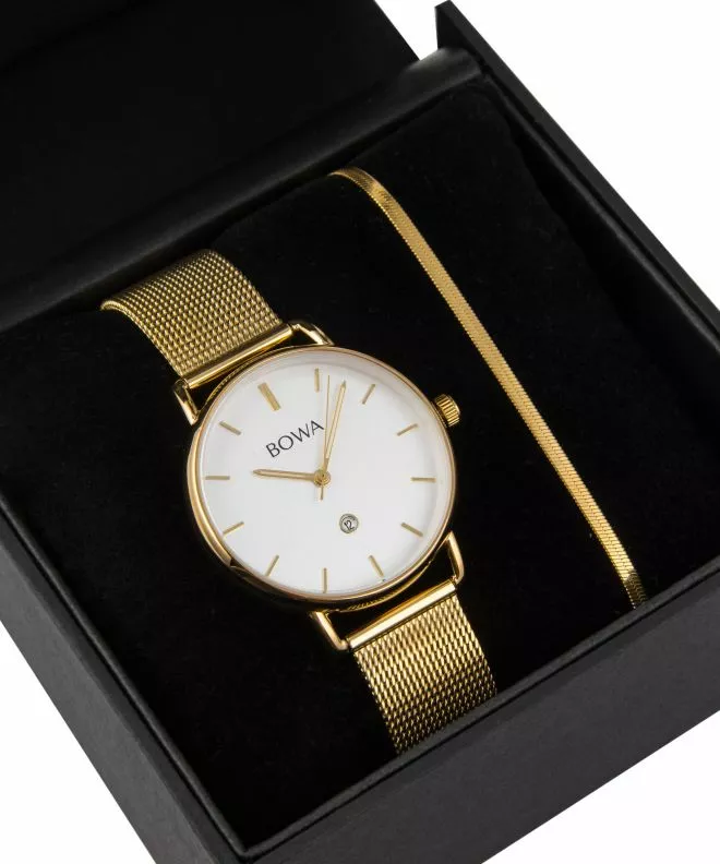 BOWA Milan White-Gold Mesh 34 Gift Set (watch + bracelet) MI344-24-164M-419-03