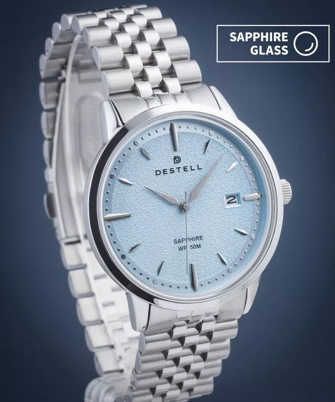 DESTELL Pictor Ice Blue Silver Steel Sapphire watch PT405-05-205J