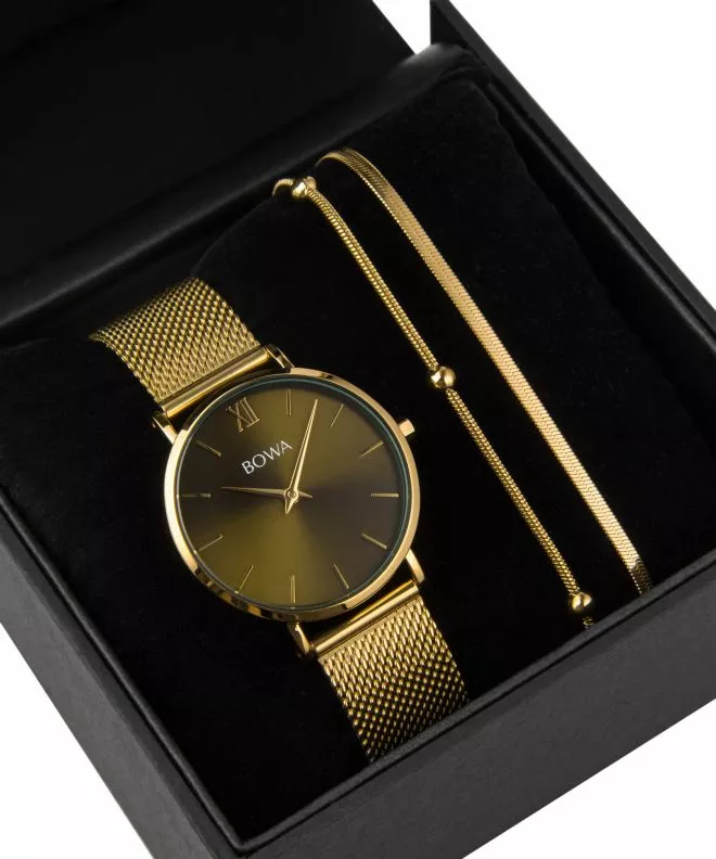 BOWA London Green-Gold Mesh 33 Gift Set (watch + bracelet) LO334-04-164M-419-01