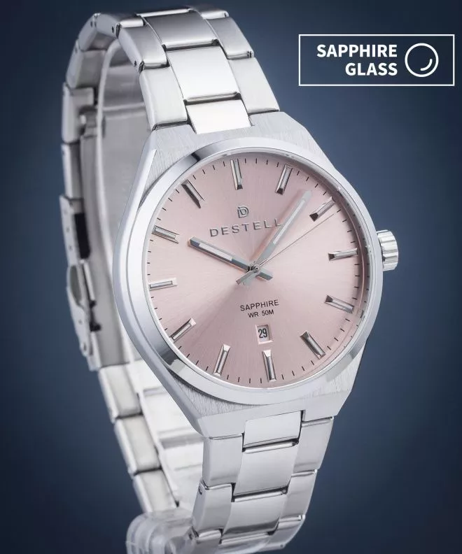 DESTELL Aries Pink Silver Steel Sapphire watch AR405-125-205S