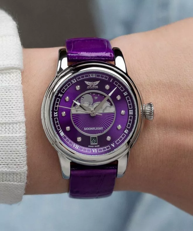 Aviator Douglas Moonflight Purple Diamonds Limited Edition watch V.1.33.0.361.4