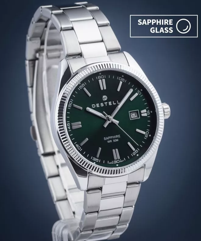 DESTELL Loup Green Silver Steel Sapphire watch LU3855-05-205S