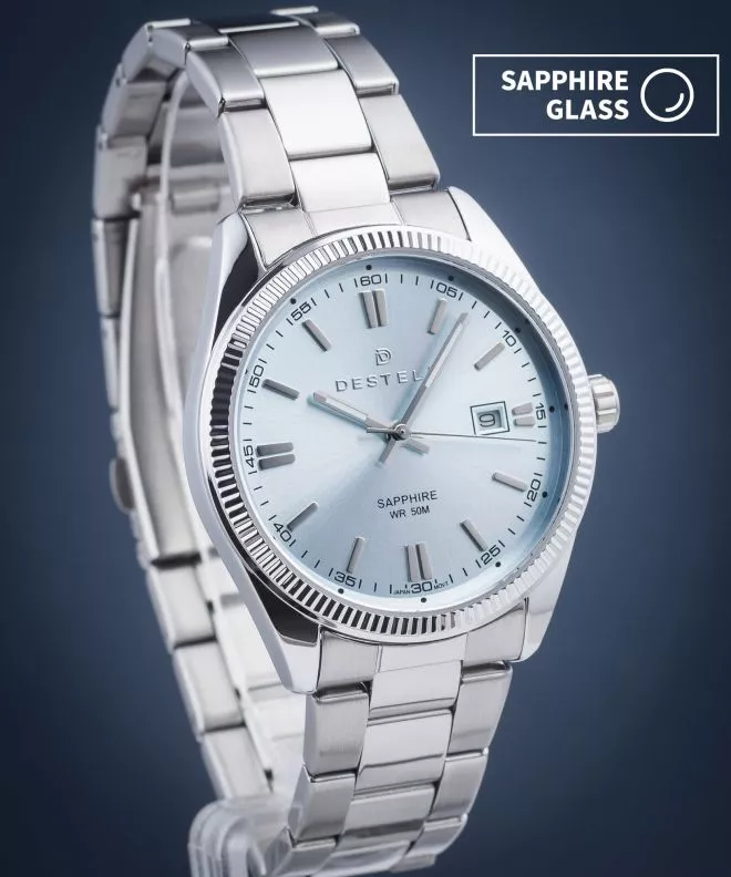 DESTELL Loup Ice Blue Silver Steel Sapphire watch LU3855-95-205S
