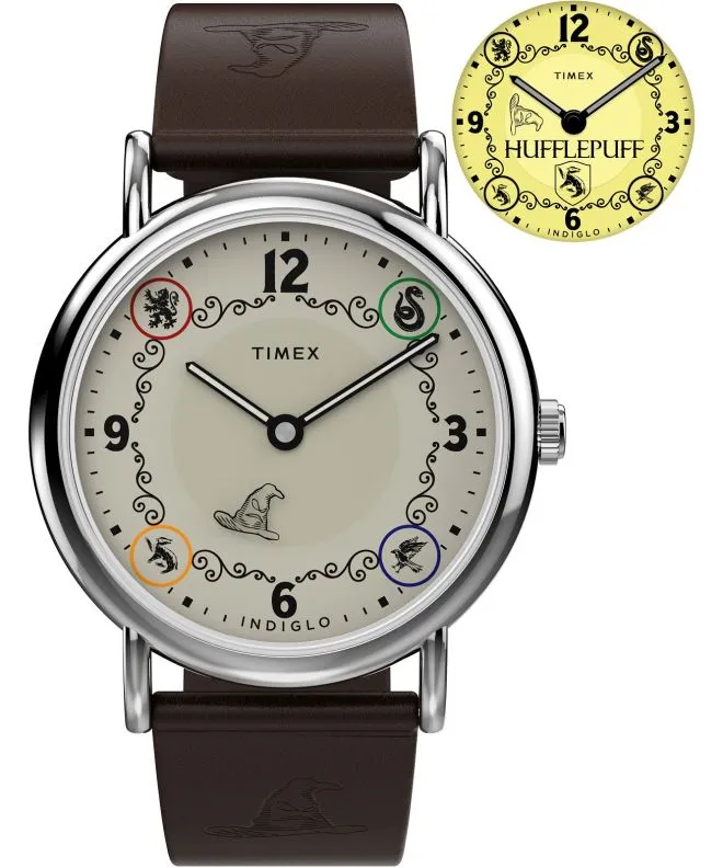 Timex Harry Potter X Weekender Hufflepuff House 38mm Leather Strap unisex watch TW2Y76600