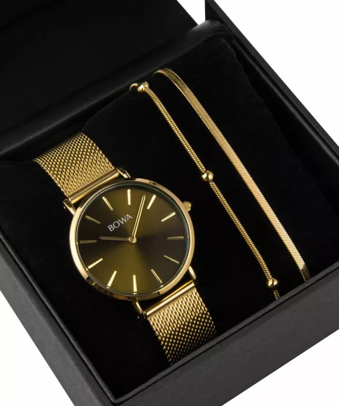 BOWA New York Petite Green-Gold Mesh 34 Gift Set (watch + bracelet) NY344-04-184M-419-01