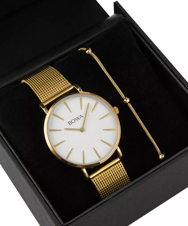 BOWA New York White-Gold Mesh 38 Gift Set (watch + bracelet) NY384-24-184M-419-04