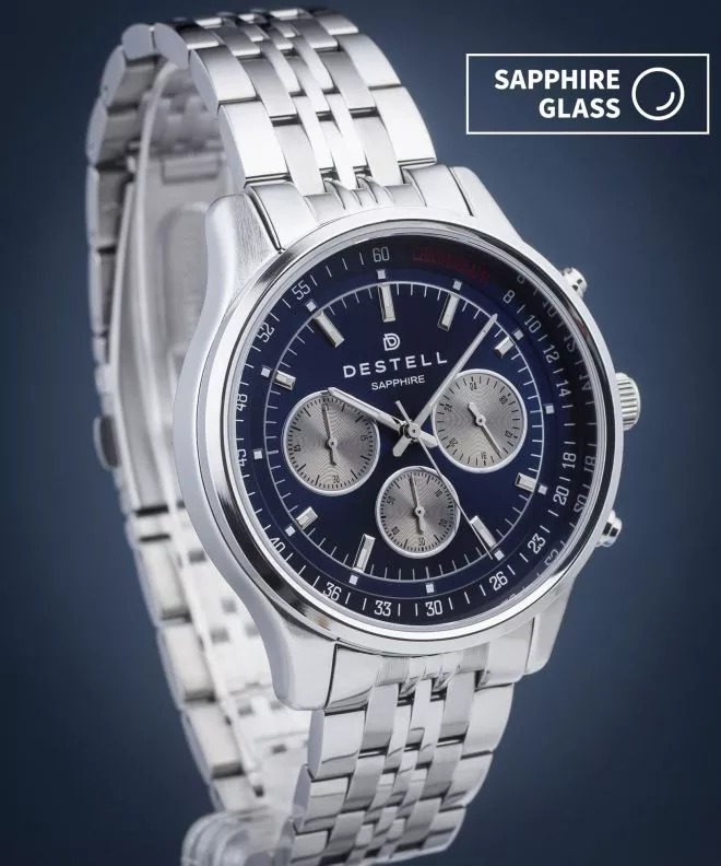 DESTELL Circinus Blue Silver Steel Chronograph Sapphire watch CR415-35-205J