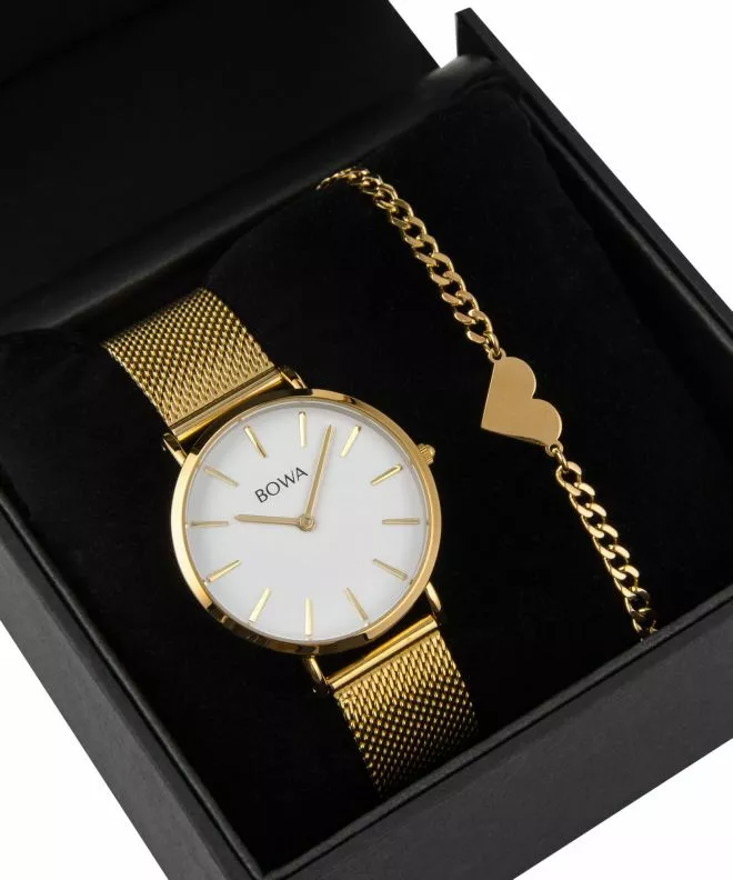 BOWA New York Petite White-Gold Mesh 34 Gift Set (watch + bracelet) NY344-24-184M-419-02