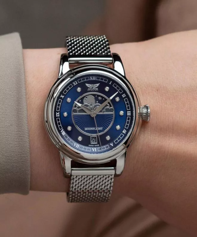 Aviator Douglas Moonflight Blue Diamonds Limited Edition watch V.1.33.0.379.5