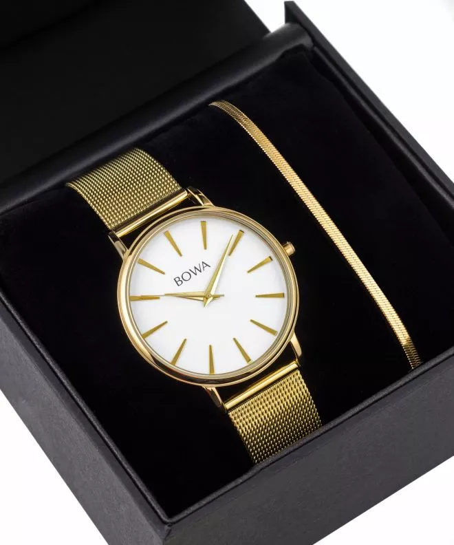 BOWA Praha White-Gold Mesh 38 Gift Set ladies watch PH384-24-184M-419-03