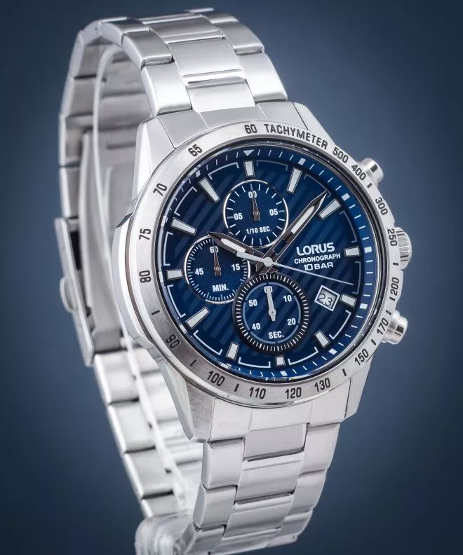 Lorus Orologio Uomo Analogico RM307HX9 - Cassa Acciaio, Quadrante Blu, Cinturino Acciaio, 100m Water Resistant