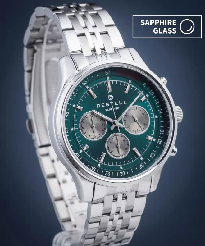 DESTELL Circinus Green Silver Steel Chronograph Sapphire watch CR415-05-205J