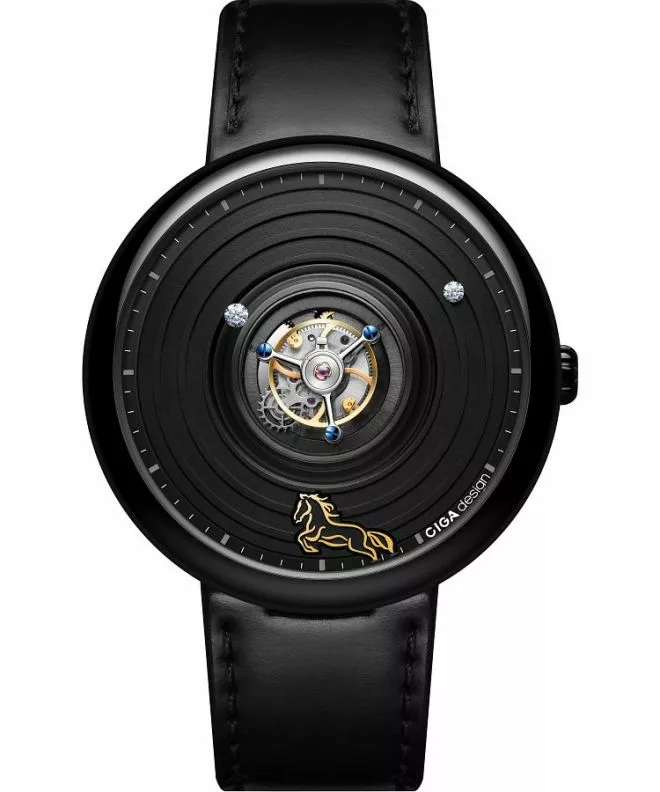 Ciga Design Tourbillon Chinese Zodiac Year of the Horse Mechanical Titanium Limited Edition Diamond gents watch U057-BB01-1B